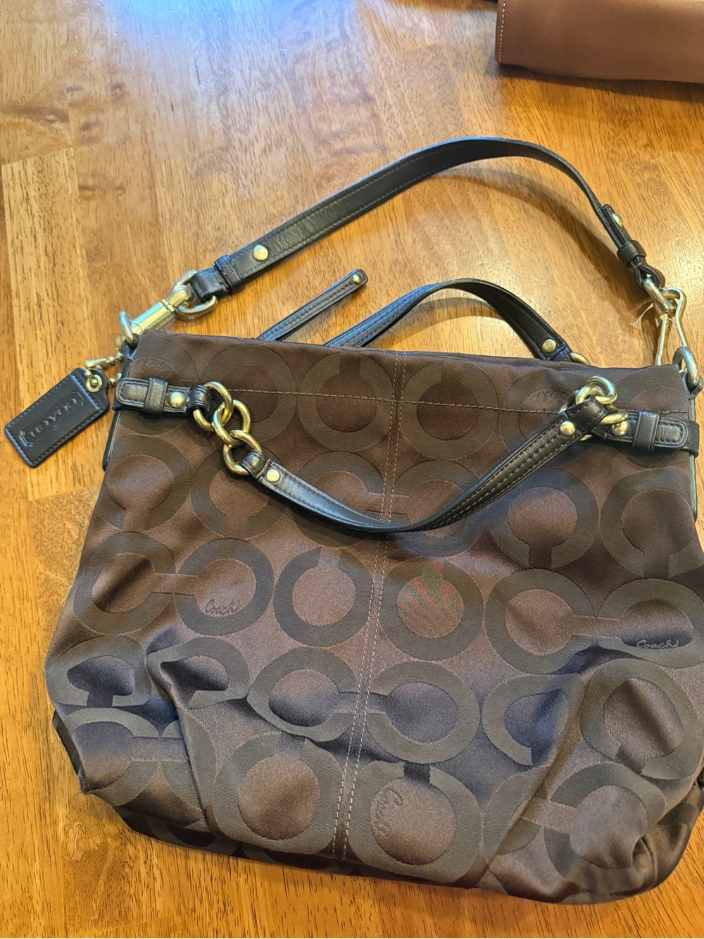 Coach Chocolate Brown / Brass Signature Brooke Hobo Bag